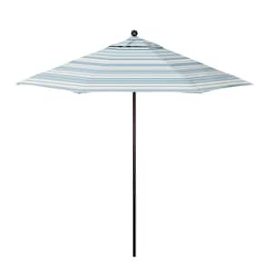 9 ft. Bronze Aluminum Market Patio Umbrella with Fiberglass Ribs and Push-Lift in Wellfleet Sea Pacifica Premium