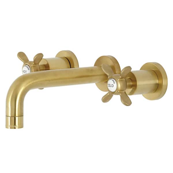 Kingston Brass Essex 2-Handle Wall Mount Bathroom Faucet in Brushed Brass