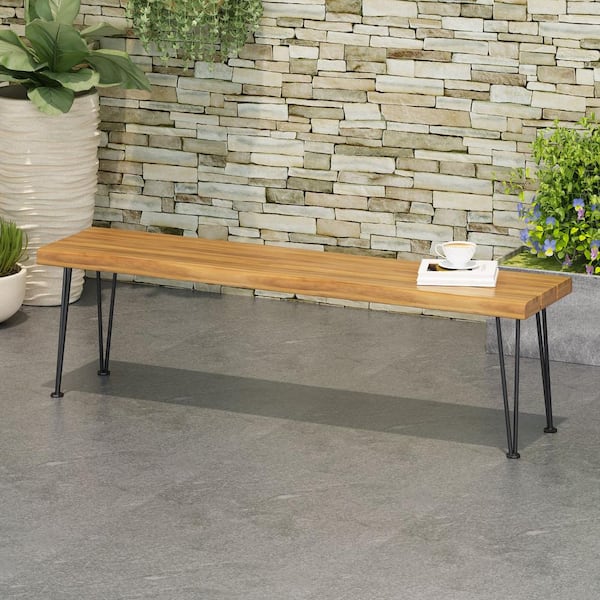 Noble House Zion 62.00 in. Teak Brown Wood Outdoor Patio Bench