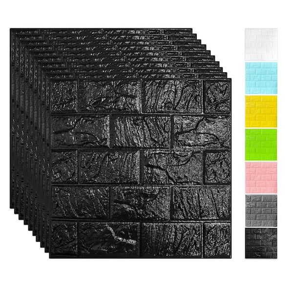 Afoxsos Maple 3D Brick Wall Panels Peel and Stick, 11.8 x 11.8 in. Self-Adhesive Foam Panels for Home Decor