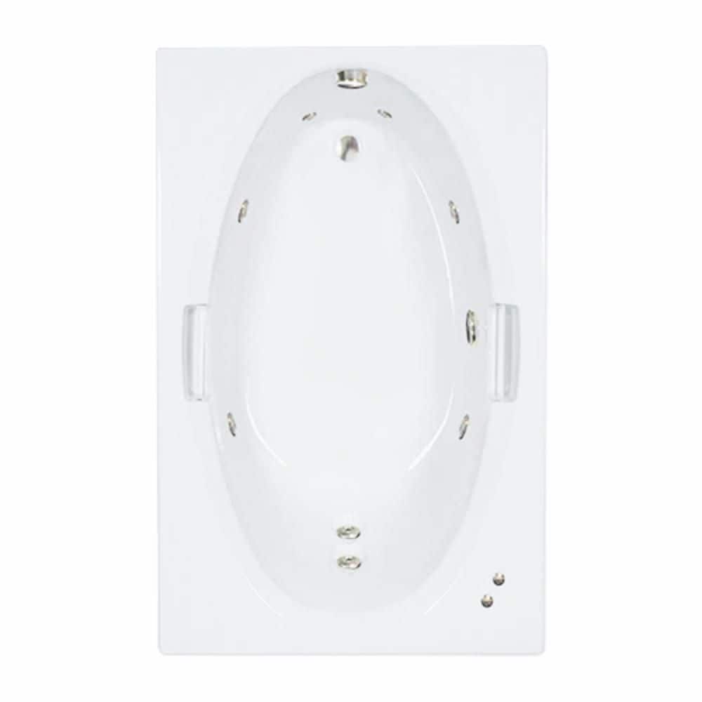 60 in. x 42 in. Acrylic Rectangular Alcove Whirlpool Bathtub with Reversible Drain in Biscuit price history on PriceWatchPro