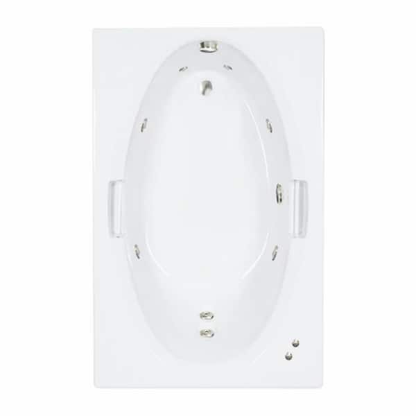 Comfortflo 60 in. x 42 in. Acrylic Rectangular Drop-in Whirlpool Bathtub with Reversible Drain in Biscuit