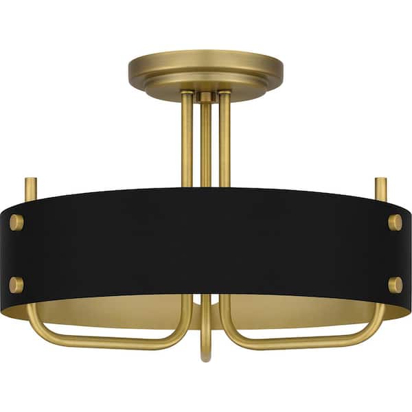 Madden 17 in. 3-Light Aged Brass Semi-Flush Mount
