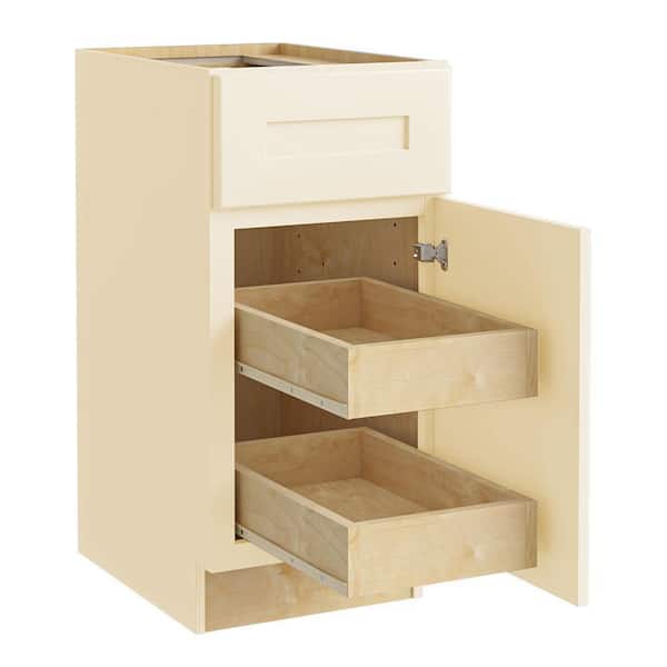 Home Decorators Collection Newport 12 in. W x 24 in. D x 34.5 in. H Assembled Plywood Base Kitchen Cabinet in Blended Cream with 2ROT Soft Close RH