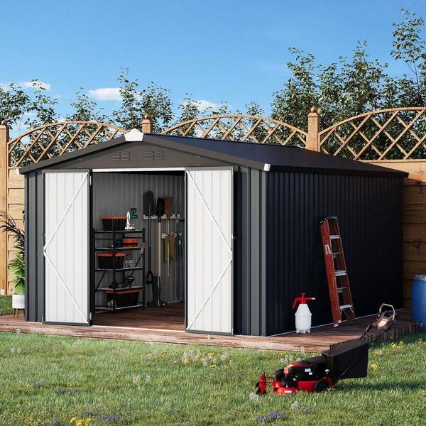 Sudzendf 10 ft. W x 14 ft. D Metal Shed with Double Lockable Door