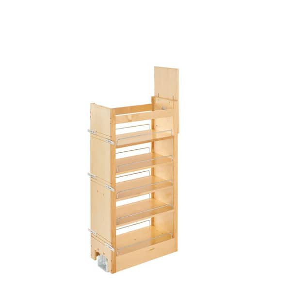 Rev-A-Shelf 8W x 43-1/4, 51-13/16 Inch Adjustable Height Tall Pantry  Cabinet Pull-Out Organizer with 4 Moveable Shelves, Natural, Min. Cabinet  Opening: 8-1/8W x 22-1/4D x 43-3/8H 448-TP43-8-1