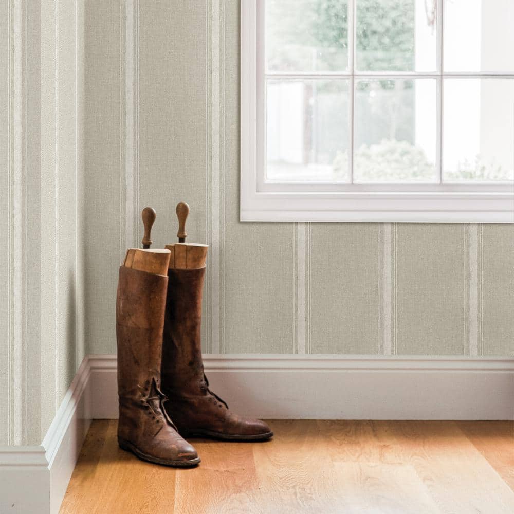 Linette Light Grey Fabric Stripe Pre-pasted Wallpaper, 20.5-in by 33-ft