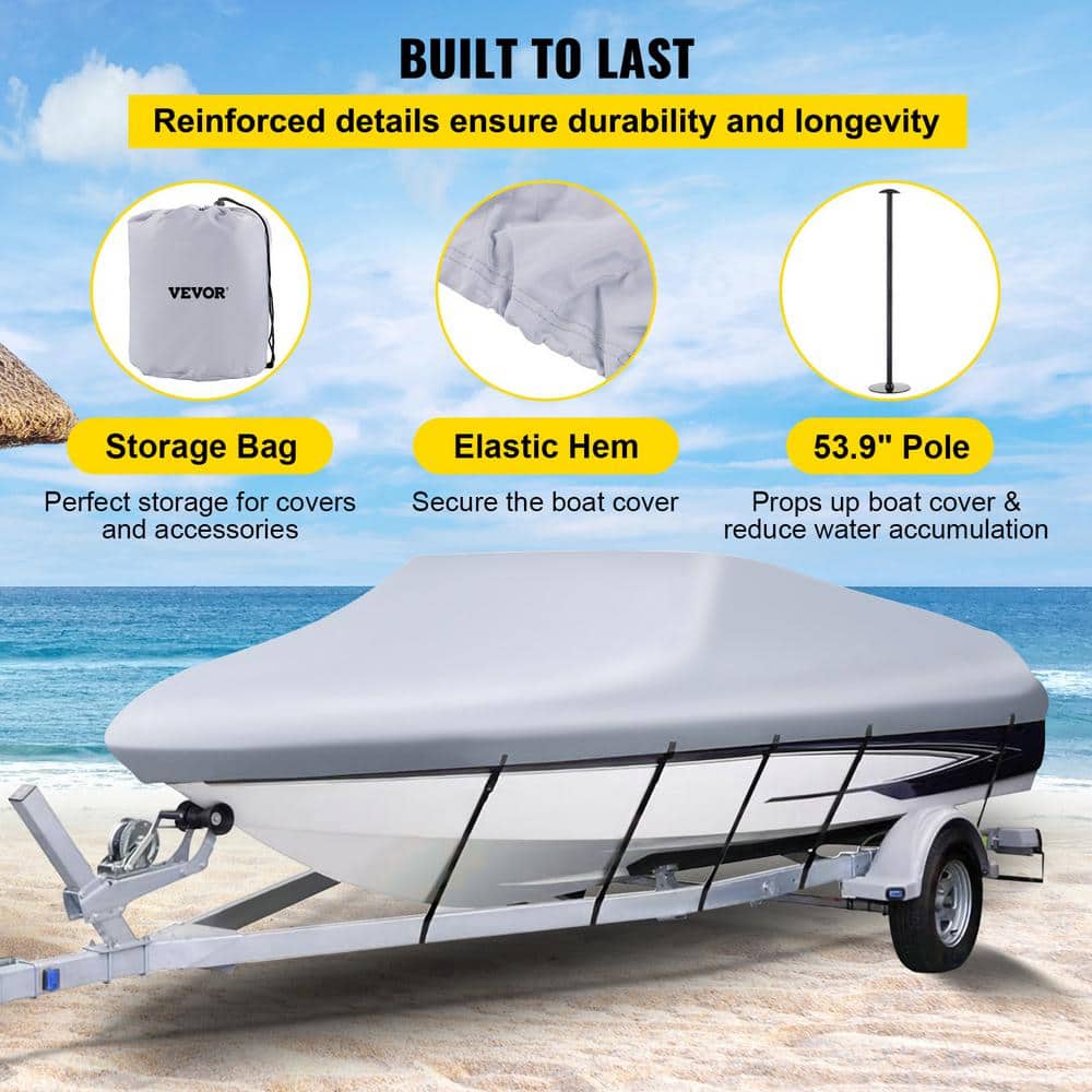 Marine-Grade 22' Gray PVC Coated Motor Boat Cover