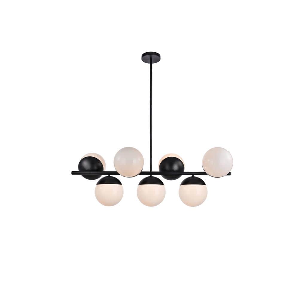 Timeless Home 43 in. 7-Light Black And Frosted White Pendant Light, Bulbs N