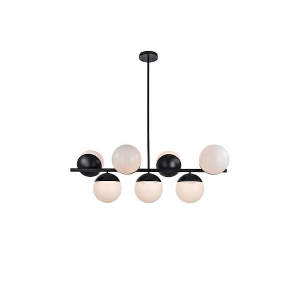 Unbranded Timeless Home 43 in. 7-Light Black And Frosted White Pendant Light, Bulbs Not Included