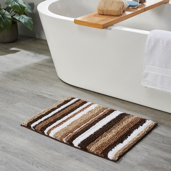 Better Trends Griffie Collection 20 in. x 32 in. Brown Polyester Rectangle Bath Rug