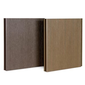 Composite Fence Series 0.5 ft. x 0.5 ft. Mocha and Saddle Brown WPC Brushed Fence Panel Samples 0.79 in. Thick