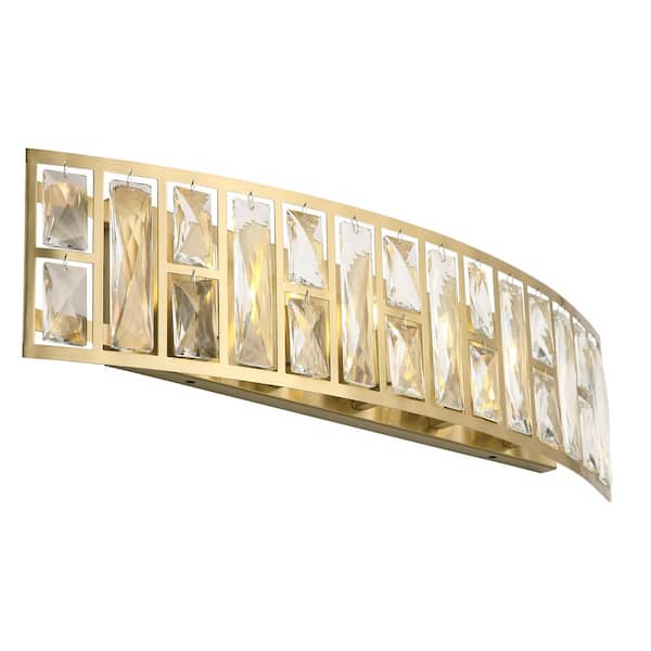 pasentel 24.12 in. 5-Light Gold Vanity Light with Crystal Accents