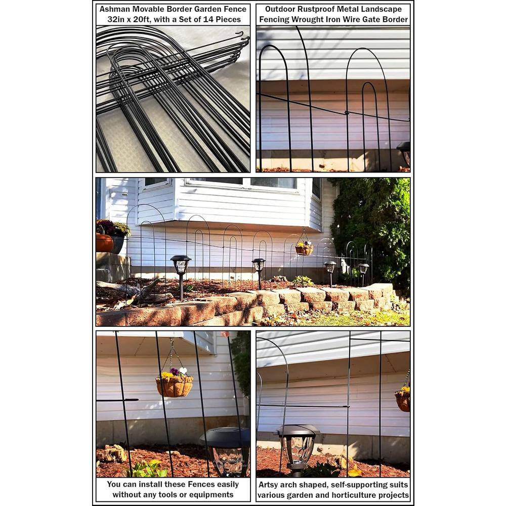 Glossy Black Metal No-Dig Garden Fence Edging Set