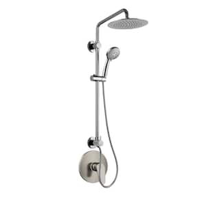 Seabreeze 4-Spray Patterns with 1.8 GPM 8 in. Wall Mounted Dual Shower Heads with Mixing Valve in Brushed Nickel
