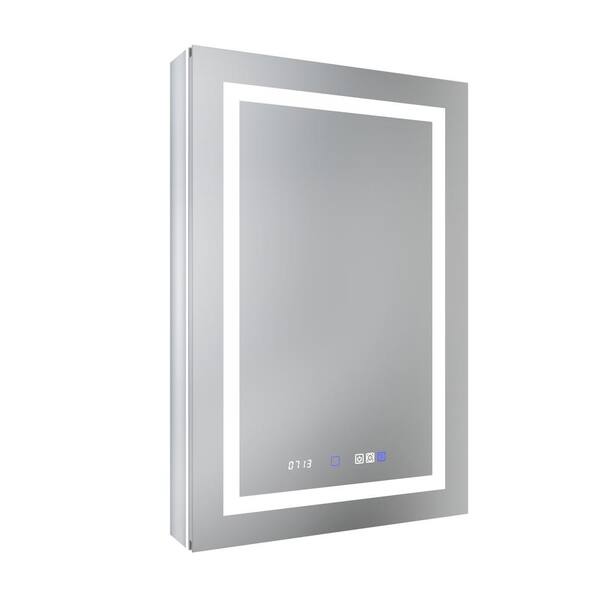 24 in. W x 36 in. H Rectangular Aluminum Recessed/Surface Mount LED Medicine Cabinet with Mirror, 10X Magnifier, Left