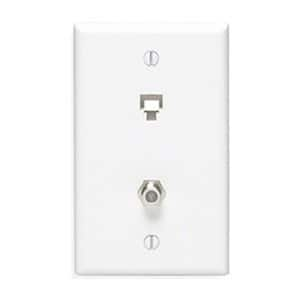 6P4C + F Connector Type 625D Wall Phone Jack, White