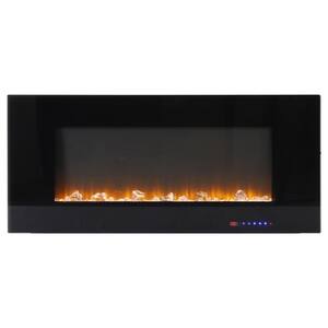 42 in. Black Toughened Wall Mounted Electric Fireplace Winter Home Decor
