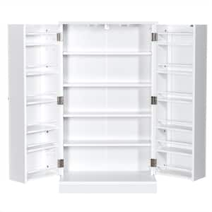 41 in. White Farmhouse Kitchen Pantry Storage Cabinet with Doors Adjustable Shelves