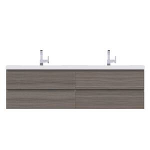 Paterno 72 in. W x 19 in. D Wall Mount Bath Vanity in Gray with Acrylic Vanity Top in White with White Basin