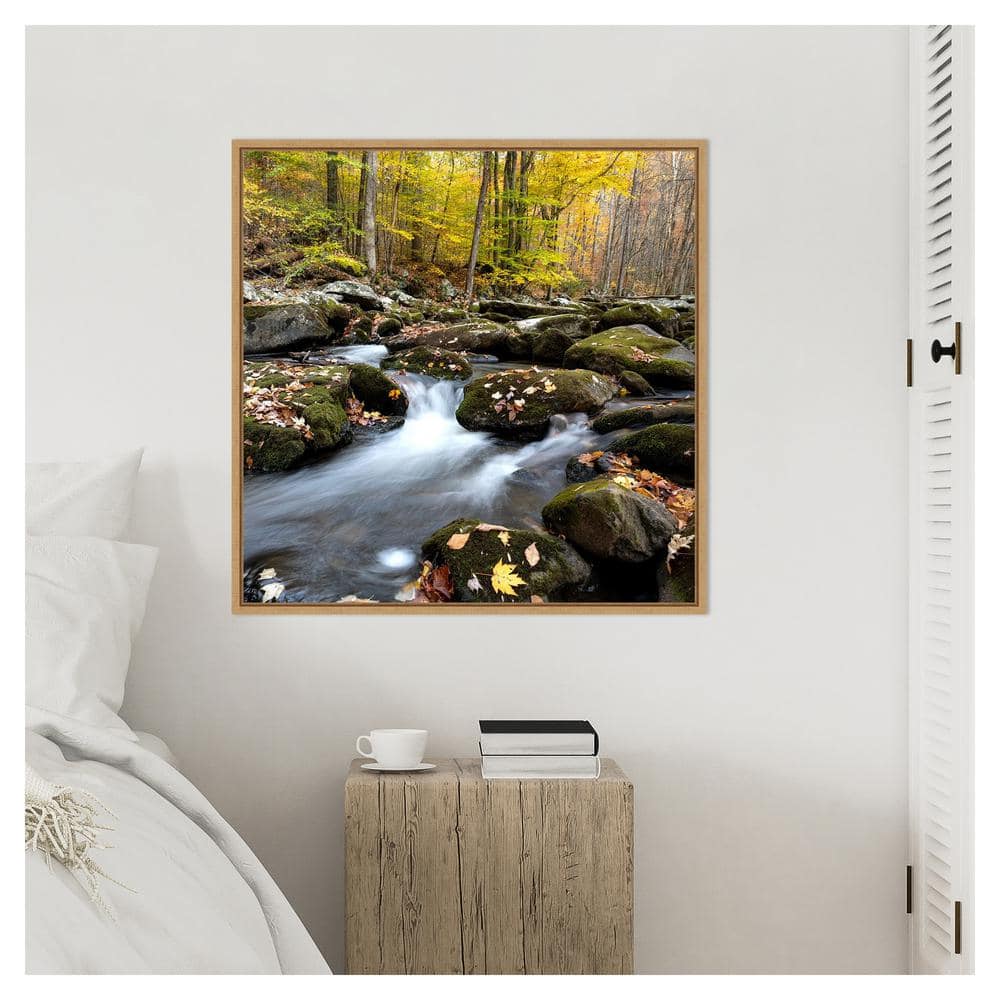 Autumn Rush Scenic Landscape Canvas Print with Maple Floater Frame