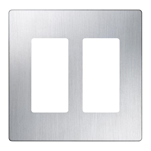 Lutron Claro 2 Gang Wall Plate for Decorator/Rocker Switches, Stainless Steel (CW-2B-SS) (1-Pack)