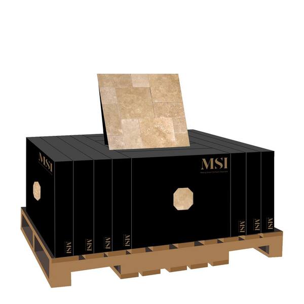 MSI Mediterranean Walnut 10 Piece Tumbled Travertine Paver Kit (30 Kits / 480 sq. ft. / pallet)
