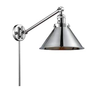 Briarcliff 10 in. 1-Light Polished Chrome Wall Sconce with Polished Chrome Metal Shade with On/Off Turn Switch