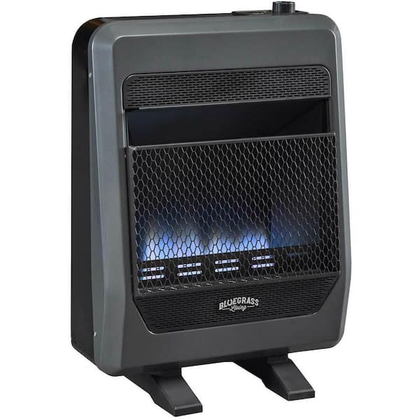 Bluegrass Living Natural Gas Vent Free Blue Flame Space Heater With Blower And Base Feet 20 000 Btu 200087 The Home Depot - Are Ventless Gas Wall Heaters Safe