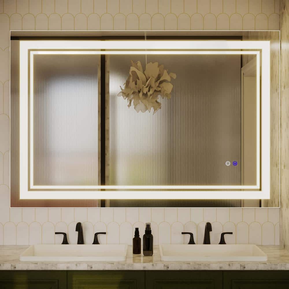 WOODSAM 55X36 in. Led Lighted Bathroom/Vanity Mirror Dimmable Electric Vanity  Mirror LMR-01-5536 - The Home Depot