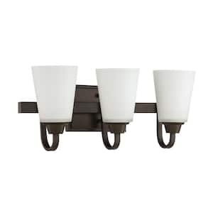 Grace 21 in. 3-Light Espresso Finish Vanity Light with Frost White Glass