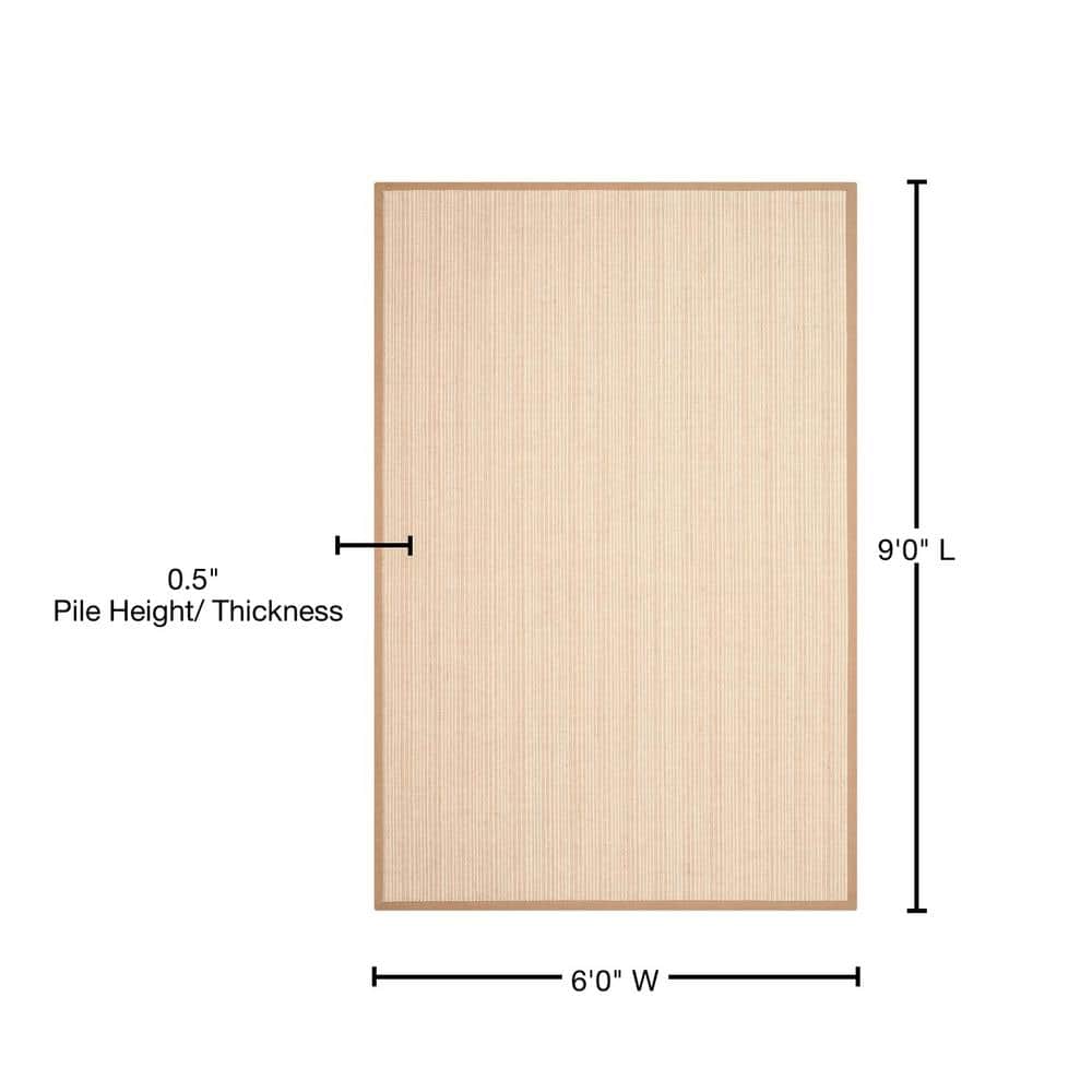Tan Hand-Knotted Wool and Cotton Area Rug, 6' x 9'