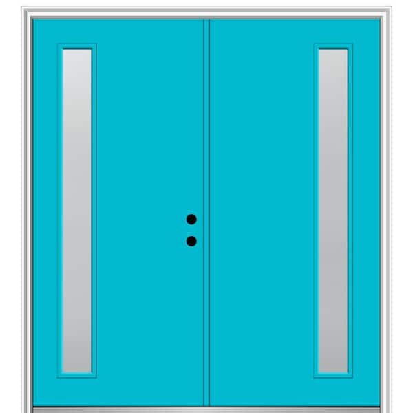 MMI Door 64 in. x 80 in. Viola Left-Hand Inswing 1-Lite Frosted Painted Fiberglass Smooth Prehung Front Door on 4-9/16 in. Frame