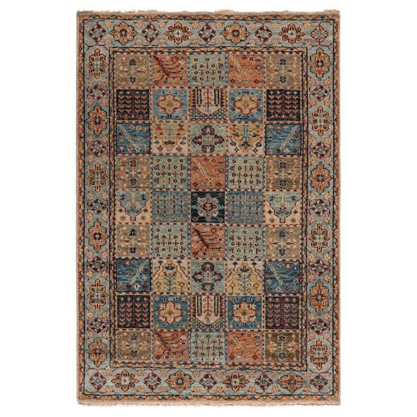 Samarkand 6 ft. x 9 ft. Blue/Rust Quilt Area Rug
