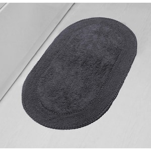 Double Ruffle Collection 100% Cotton Bath Rugs Set, 24x40 Rectangle, Gray