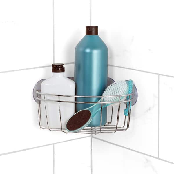 Zenna Home Corner Bath and Shower Basket in Chrome 7715SS - The Home Depot