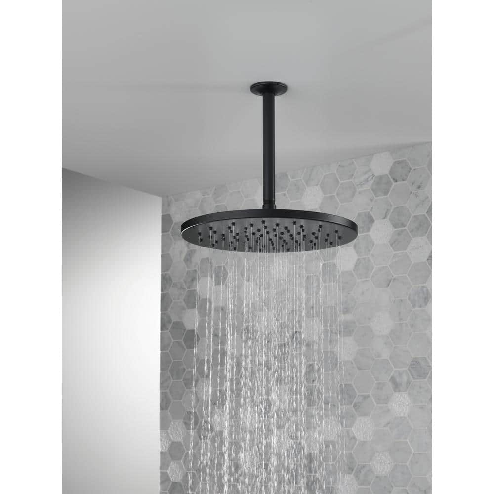 Matte Black Round Metal Rain Shower Head, 11.75-inch