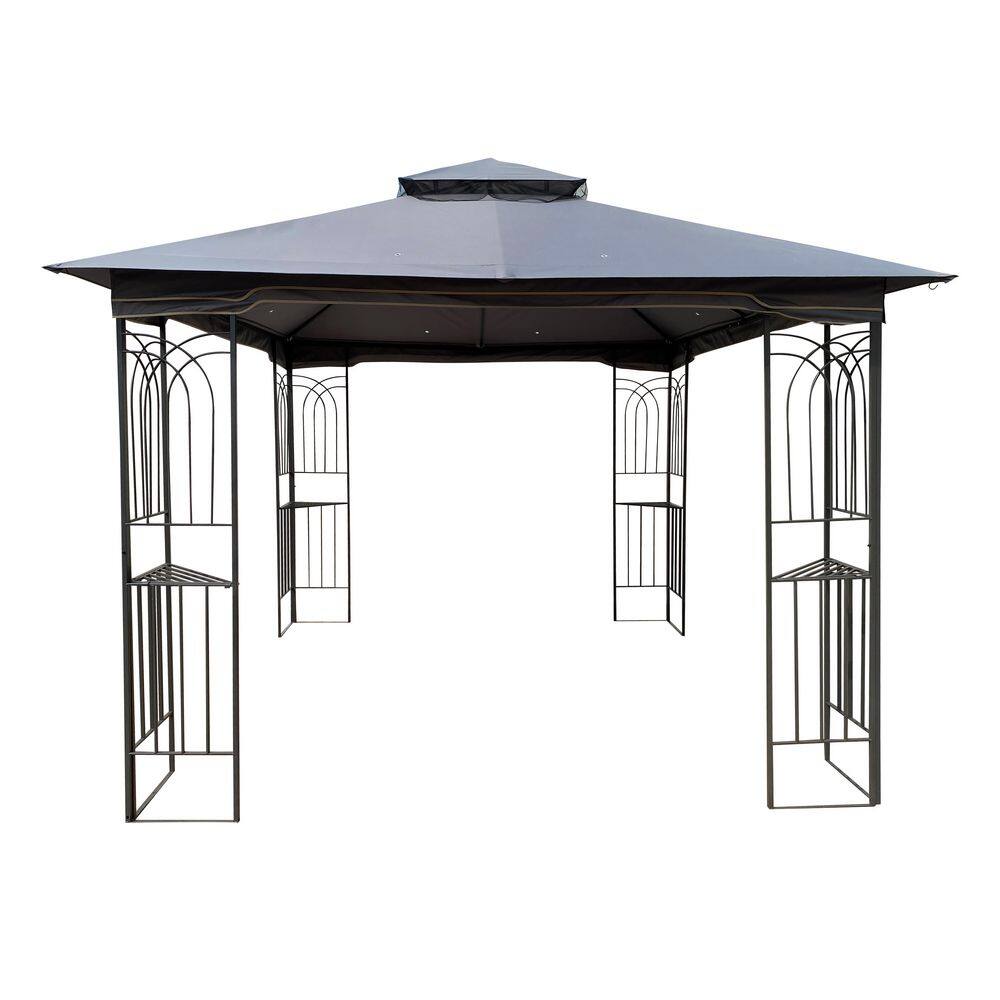10 ft. x 10 ft. Gray Patio Gazebo Canopy Tent with Ventilated Double Roof and Mosquito Net price history on PriceWatchPro