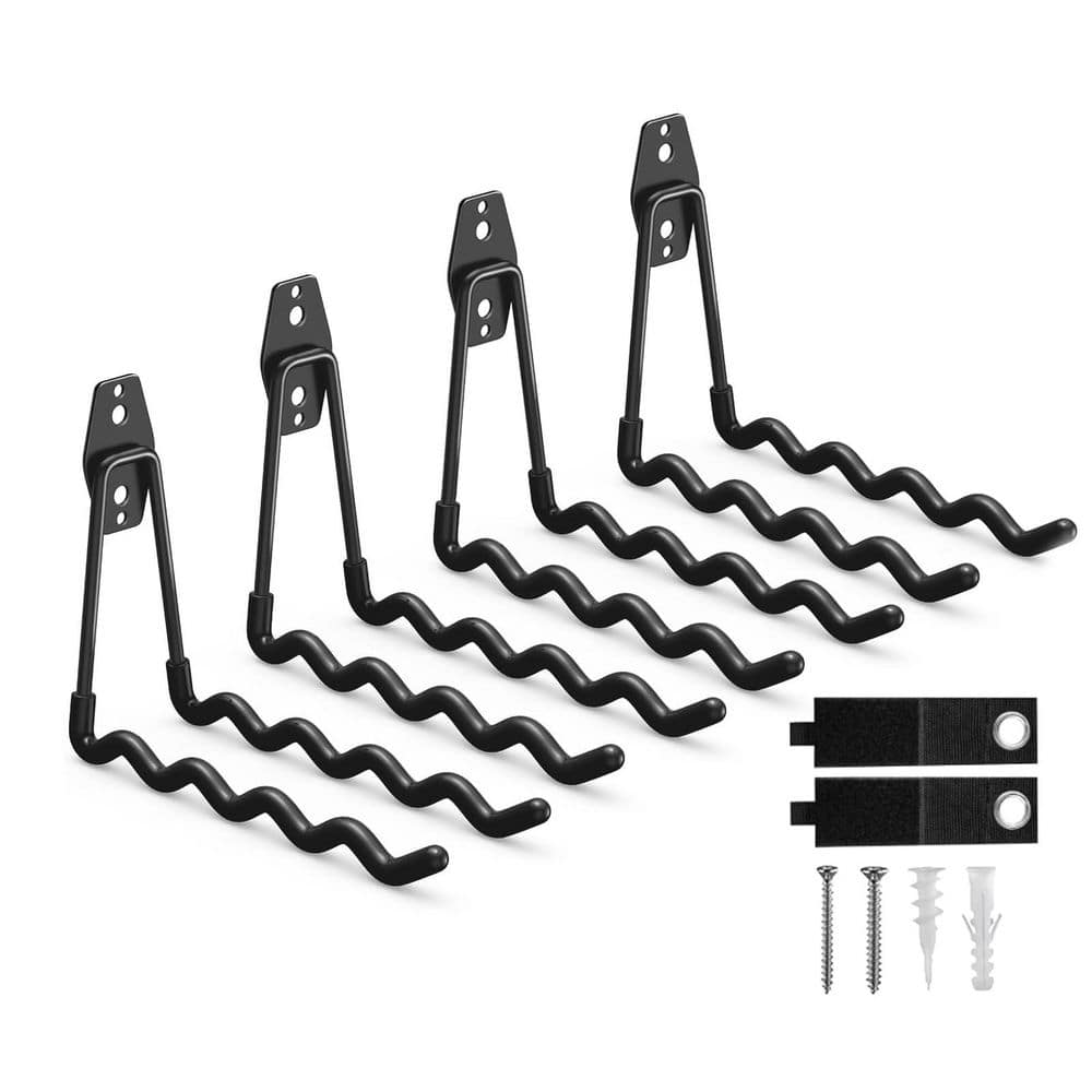 4 Pack Wave Garage Hooks Heavy Duty Metal Wall Mount Storage Hangers for Ladders Bikes Tools Anti-Slip Black price history on PriceWatchPro