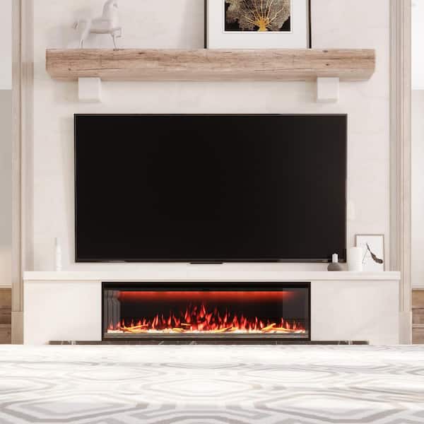 Clihome 60 in. W Wall-Mounted/Inserted Electric Fireplace in Black