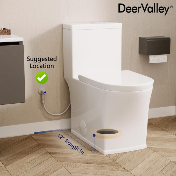 DEERVALLEY 1-Piece 1.1/1.6 GPF Dual Flush 12 in. Rough in