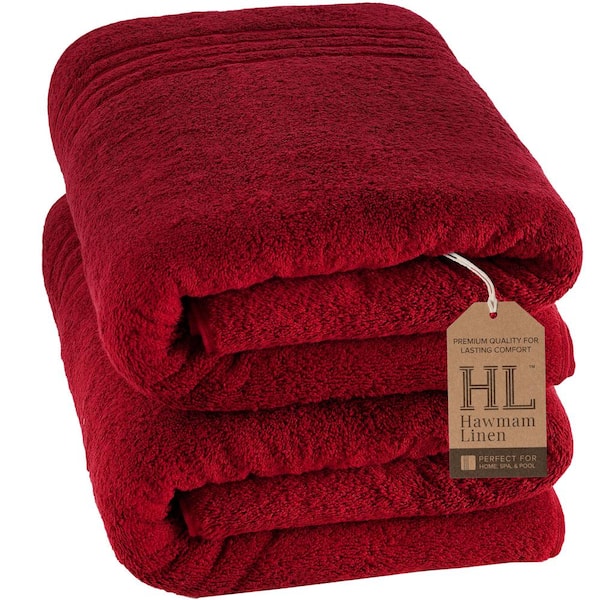 Jumbo Large Bath Sheets Towels 2-Pack Soft and Absorbent, Premium Quality 100% Cotton Towels (Burgundy, Bath Sheet)