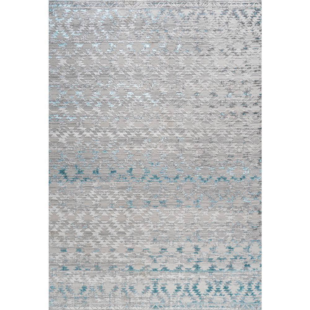 Gray and Turquoise Trellis 8' x 10' Synthetic Area Rug