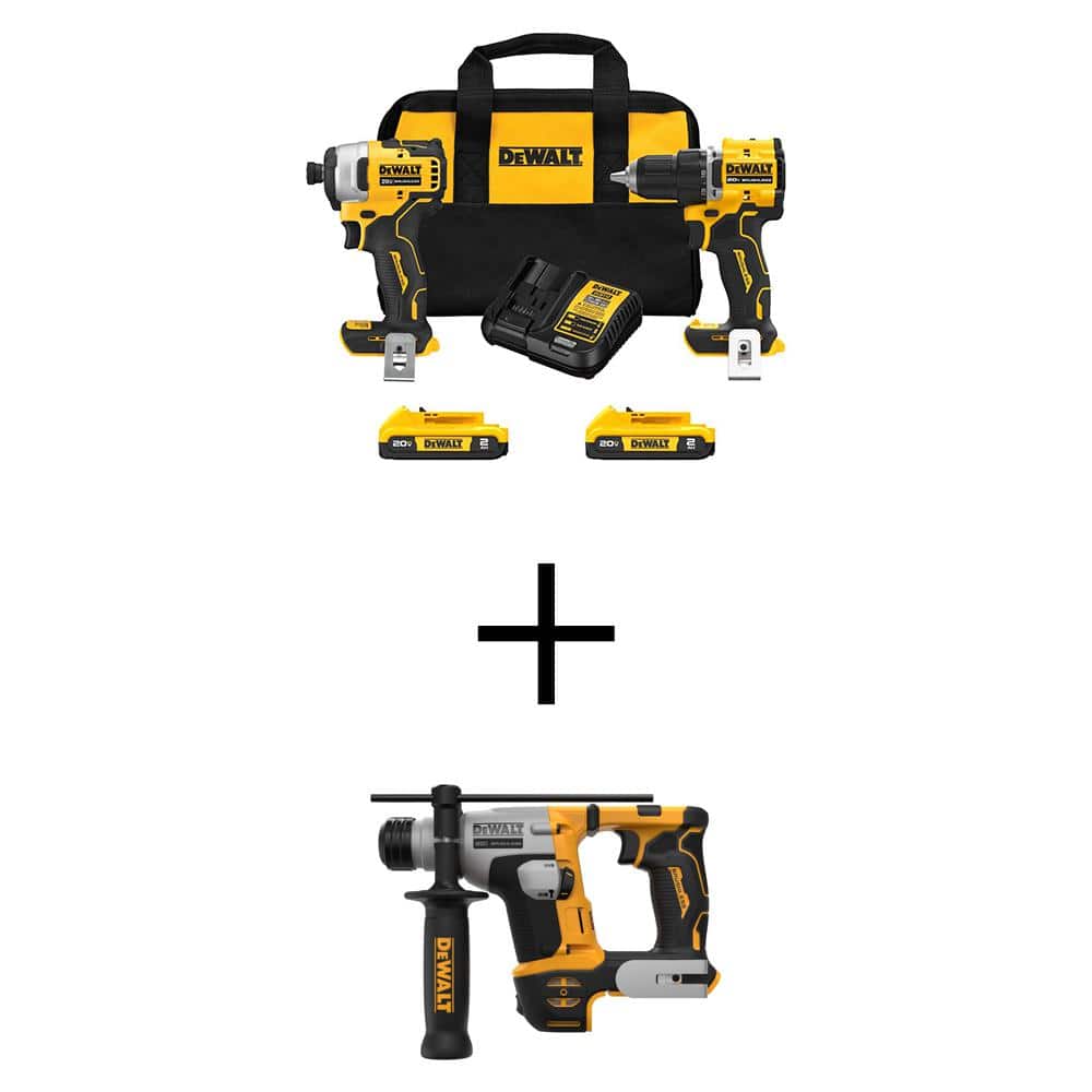 DEWALT ATOMIC 20V MAX Lithium-Ion Cordless Combo Kit (2-Tool) and 5/8 in. Hammer Drill with (2) 2Ah Batteries, Charger and Bag -  DCK225D2WCH172B