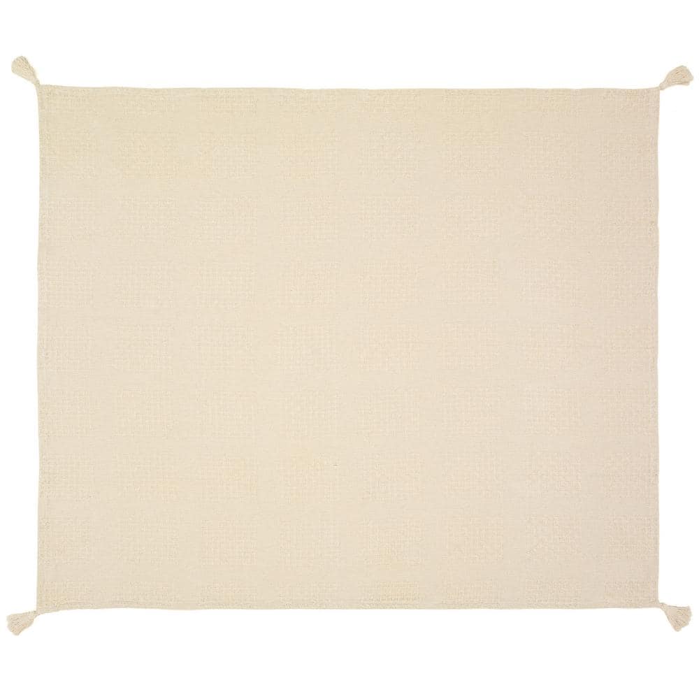 Cozy Harbor Organic Cotton Reversible Throw Blanket, Cream, 50" x 60"