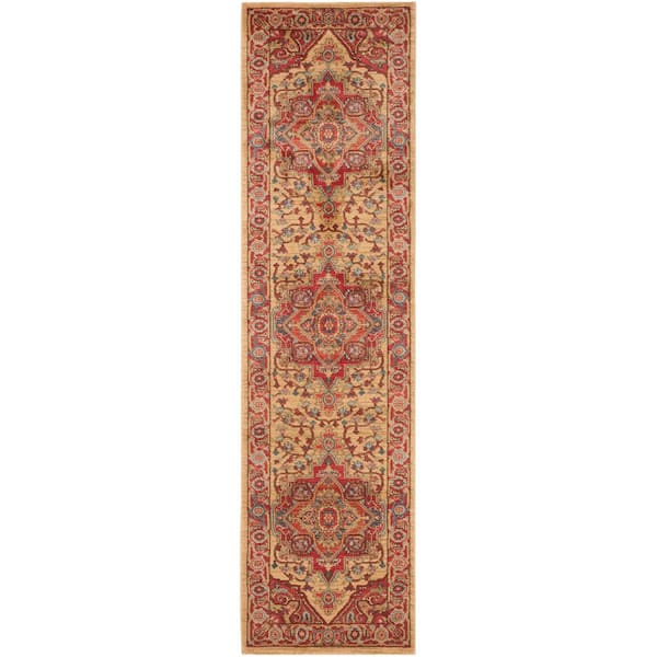 Mahal Red/Natural 2 ft. x 16 ft. Border Runner Rug
