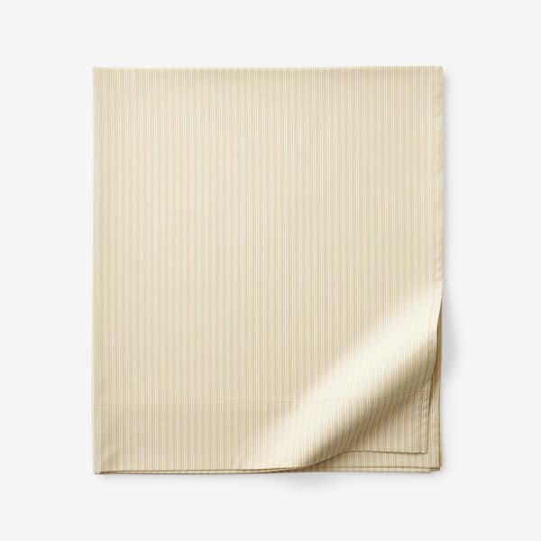 The Company Store Company Cotton Mariel Stripes Gold Cotton Percale Twin/Twin XL Flat Sheet