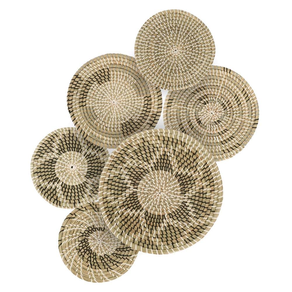 Wall Basket Decor - Seagrass Round Wall Decor - Wall Hanging Baskets Decor  - Boho Wall Basket Decor For Living room or Bedroom - Home Decoration 