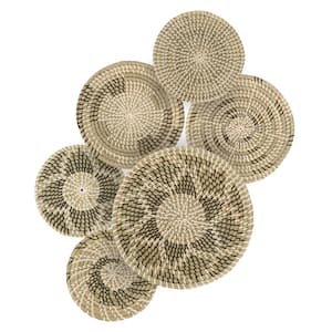 Boho Home Decor Wall Art Set of 6 Seagrass Baskets with Unique Patterns Wall basket Decor
