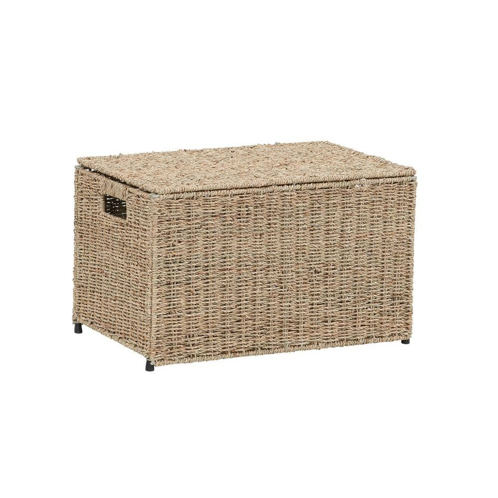 HOUSEHOLD ESSENTIALS Small Sea Grass Wicker Storage Chest